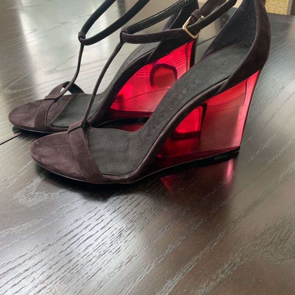Burberry Suede Wedge Sandals - Picture 3 of 4